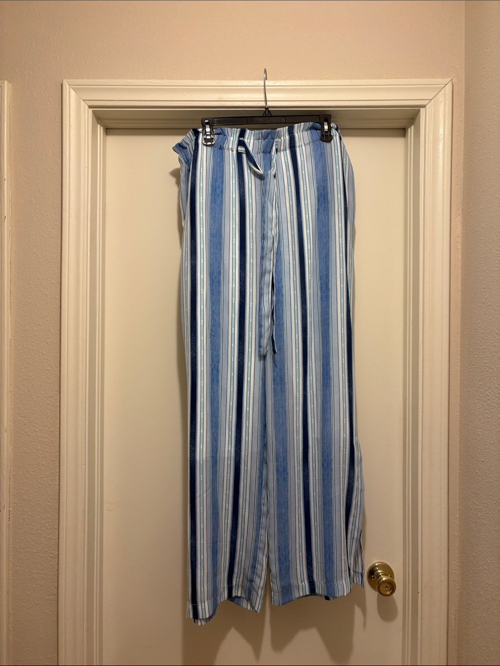 new directions Blue & White Striped Wide-Leg Pants